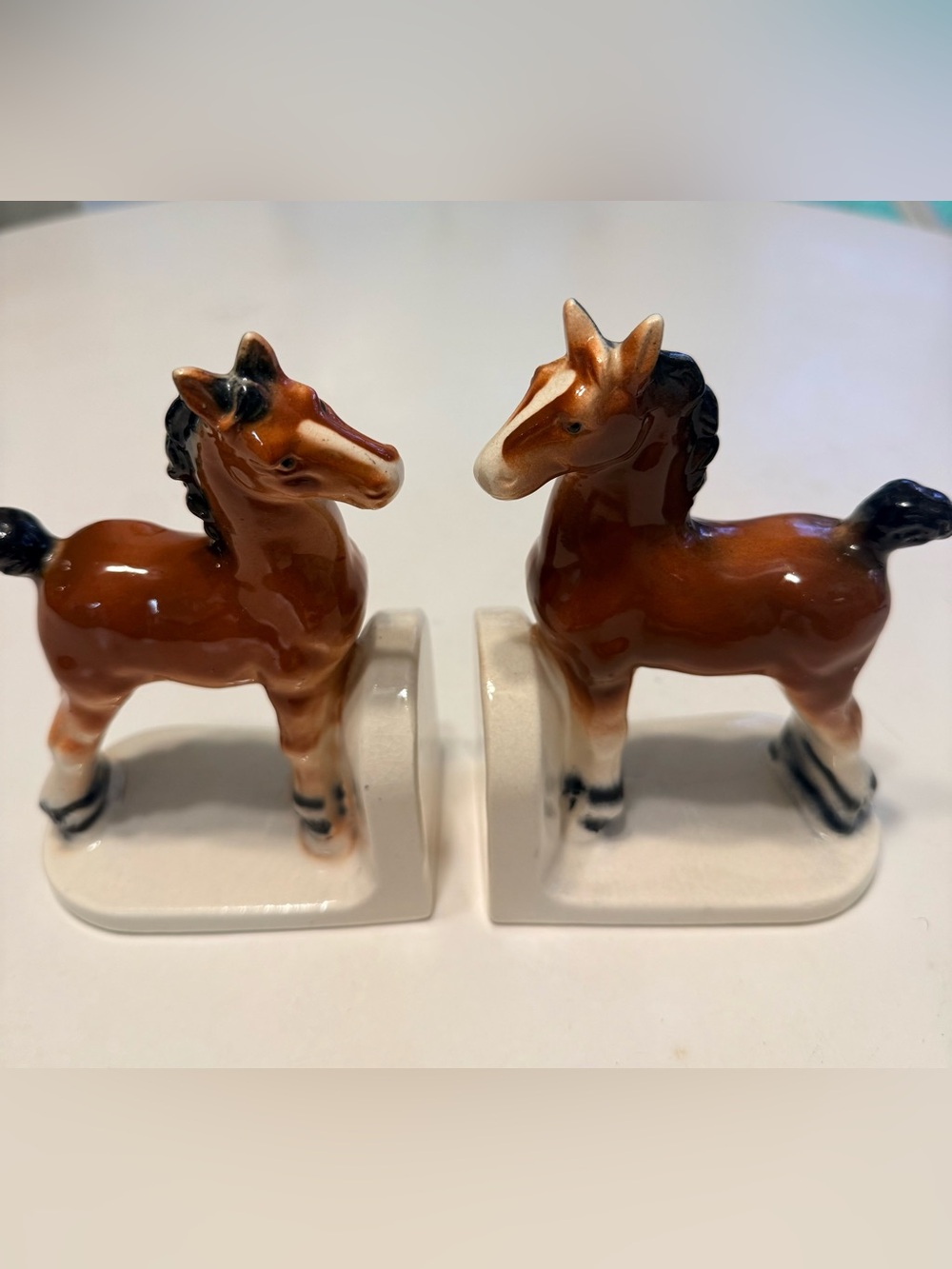 Vintage HORSE/PONY BOOKENDS ceramic kks365